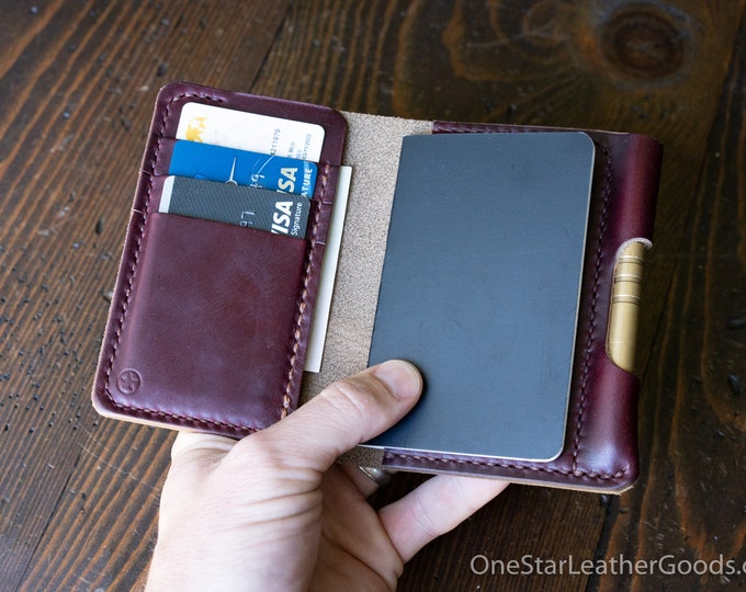 Small A7 notebook/wallet/pen, "Park Sloper Medium" - Horween Chromexcel leather, burgundy #8