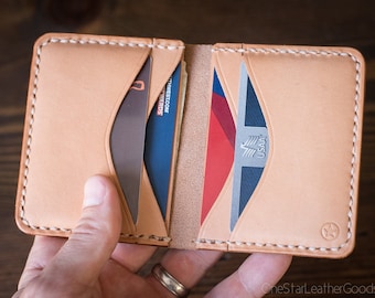 The Six Pocket Horizontal leather wallet - natural skirting leather