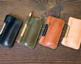 EDC-1, every day carry pocket knife and pen case, small size, for FisherSpacePen or Kaweco Liliput - black, olive, chestnut or natural