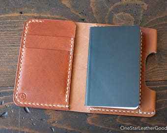 Micro notebook wallet "Park Sloper Junior" for Fisher Space Pen “Bullet” pen - Amaretto shell cordovan / chestnut Buttero leather