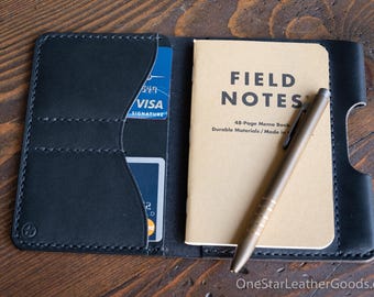 Field Notes wallet with pen sleeve "Park Sloper Senior" - black Buttero leather (PSS)