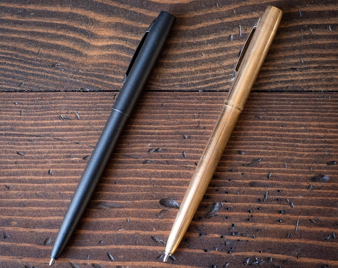 Pen add-on - Fisher Space Pen "Cap-O-Matic," black and brass