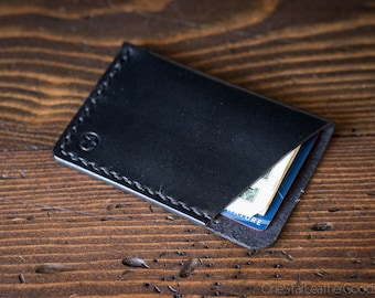 The Minimalist: micro card wallet - black bridle leather