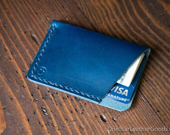 The Minimalist: micro card wallet - navy Buttero leather