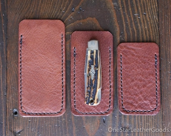 Pocket knife slip case - three sizes, tumbled chestnut