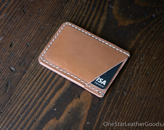Double Minimalist micro card wallet - Horween shell cordovan, natural/black