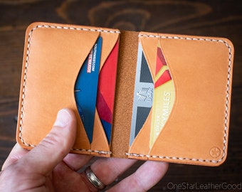 The Six Pocket Horizontal leather wallet - tan bridle leather