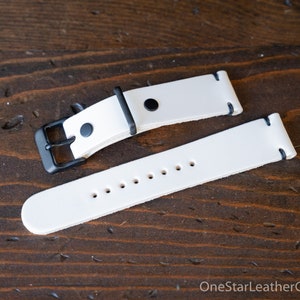 20mm leather two piece watch band - white Buttero leather