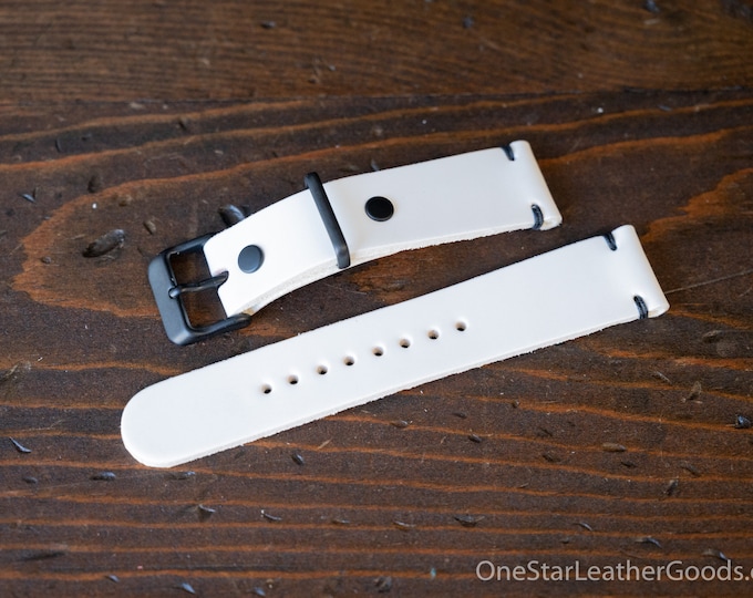 20mm leather two piece watch band - white Buttero leather