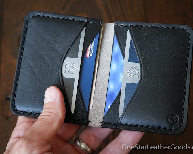 The Six Pocket Horizontal leather wallet - Buttero leather, taupe/black