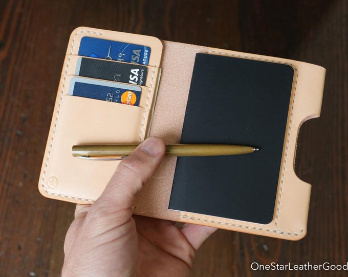 Small A7 notebook/wallet/pen, "Park Sloper Medium" - natural Buttero leather (PSM)