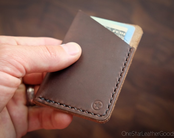 The Minimalist: micro card wallet - brown Horween Chromexcel leather