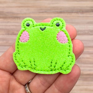 Glitter Vinyl Chubby Frog Feltie - Trimmed or Untrimmed