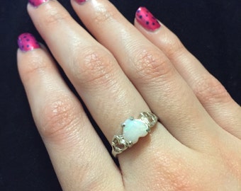Natural Opal Heart Ring