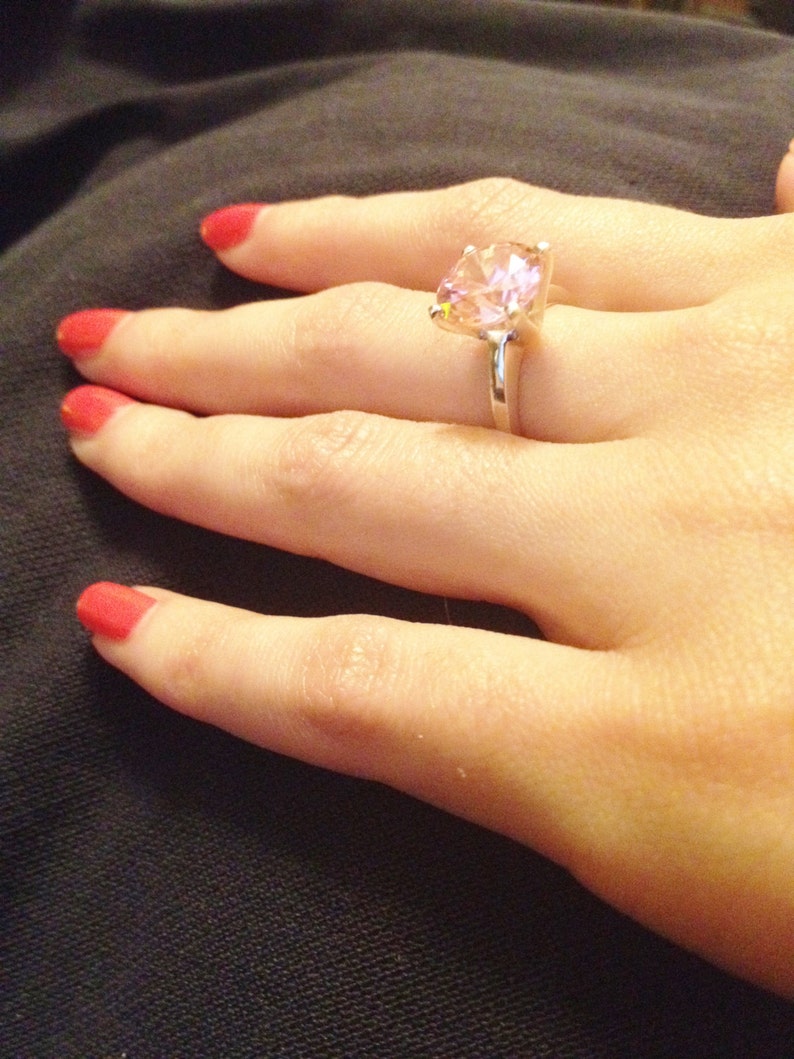 Pink Cubic Zirconia Ring in Sterling Silver Etsy