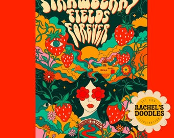 Strawberry Fields Forever Art Print Beatles Inspired | 60s 70s