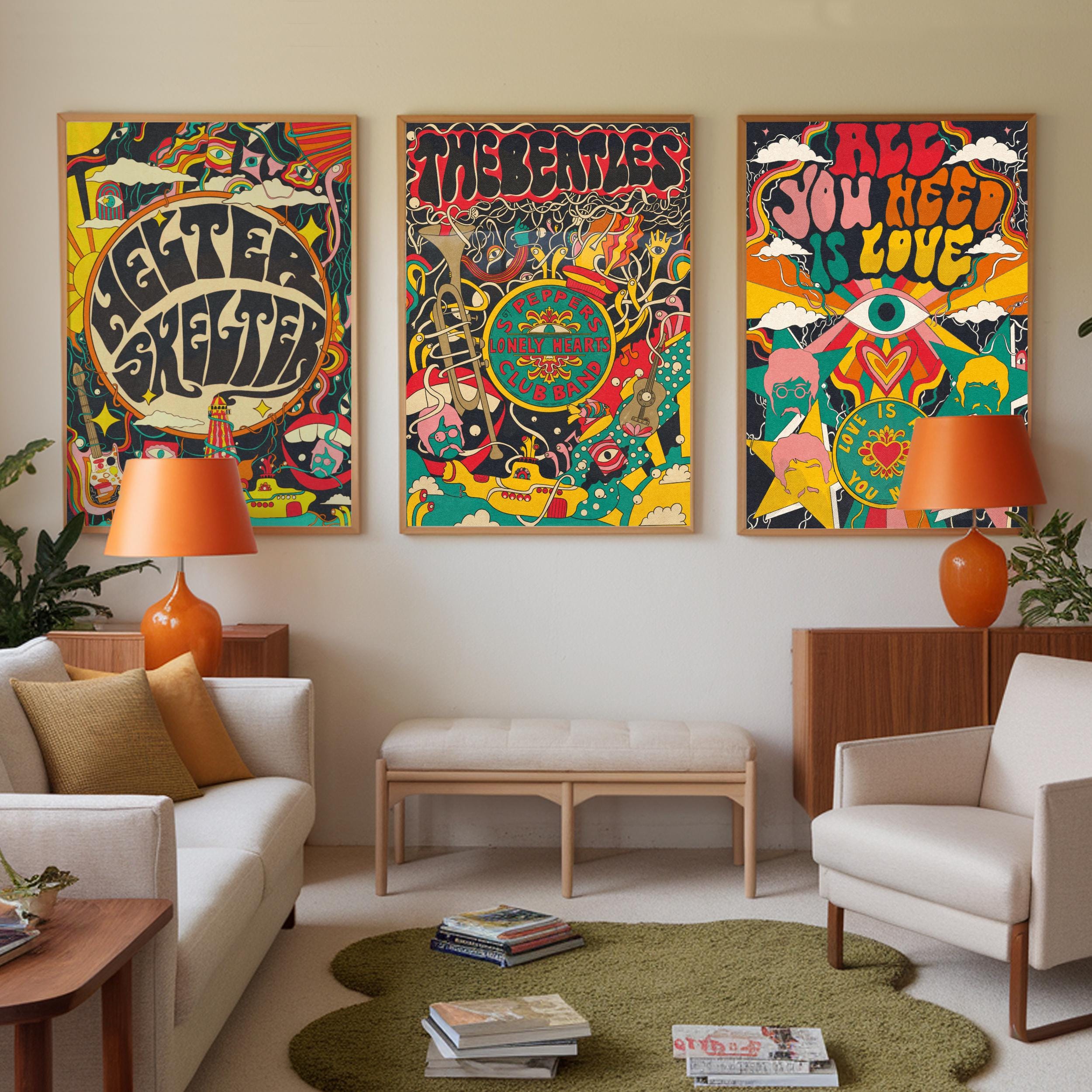 Helter Skelter Beatles Inspired Art Print | Music Hand Drawn 60s