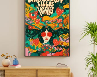 Strawberry Fields Forever Art Print Beatles Inspired | 60s 70s