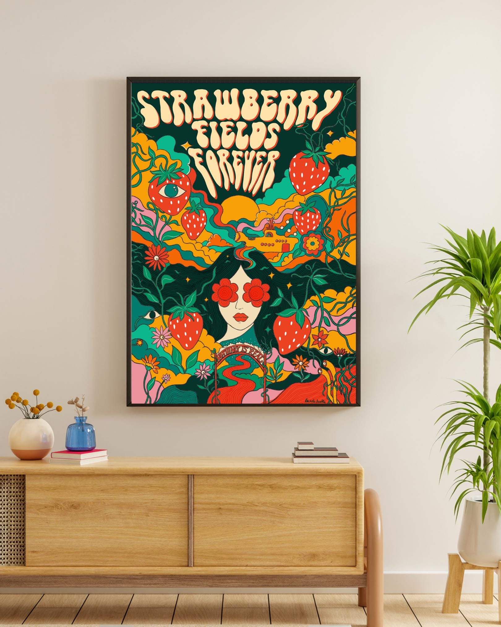 Strawberry Fields Forever Art Print Beatles Inspired | 60s 70s