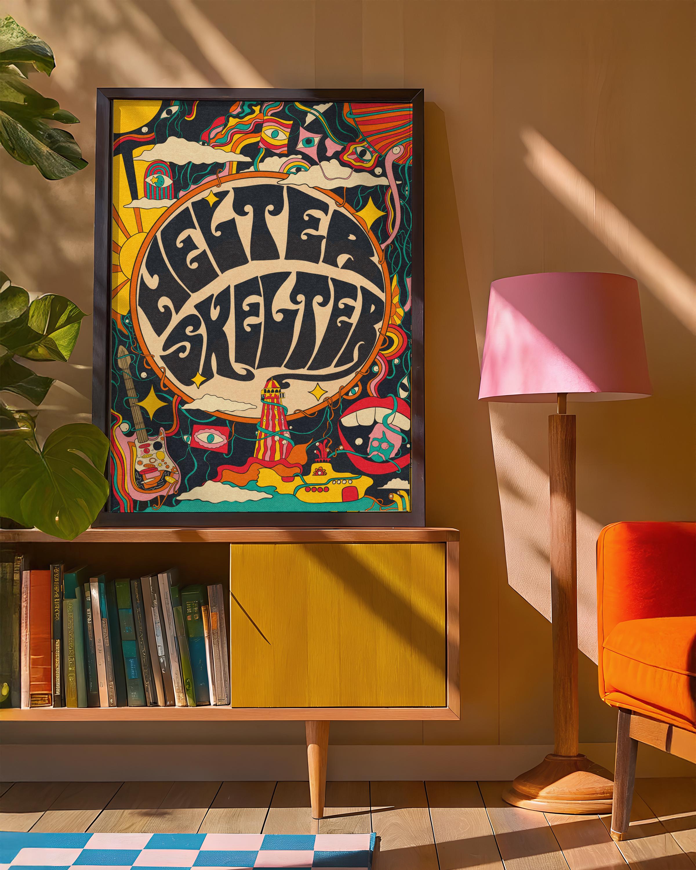 Helter Skelter Beatles Inspired Art Print | Music Hand Drawn 60s