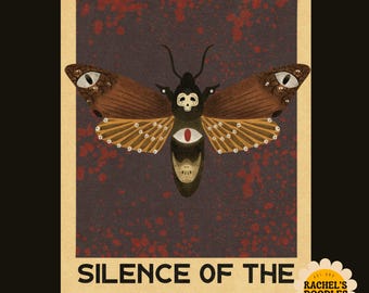 Hand drawn Silence of The Lambs/ Vintage Retro Poster~ Classic 90s vintage~ Horror Film Alternative Print