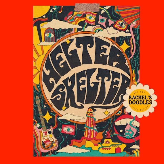 Hand Drawn Helter Skelter Music Art Print | Vintage Typography
