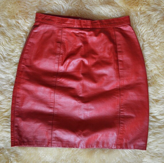 70's/80's I.O.U. Red Hot Leather Mini Skirt