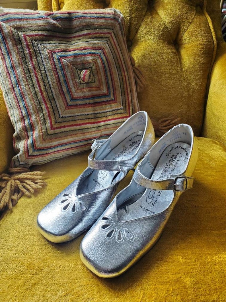 silver mary janes