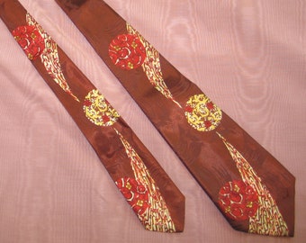 Vintage 1940s Silk Tie / Mens Tie / Art Deco Mid Century / Designer Tie / Necktie-Cravat / 100% Silk