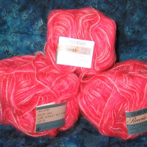NOS Vintage Columbia Minerva Reverie Mohair Yarn 1960's szydełkowanie-robienie na drutach Hot Pink-Scarlet Pink