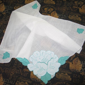 Antique Hanky /Vintage Hanky /Madeira Embroidery-Applique Flowers /Embroidered Bridal Wedding Handkerchief Hanky Hankie