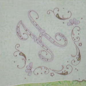 Antique Monogram "H" Hanky / UNUSED w label Vintage Madeira Embroidery / Embroidered Bridal Wedding Handkerchief Hanky Hankie