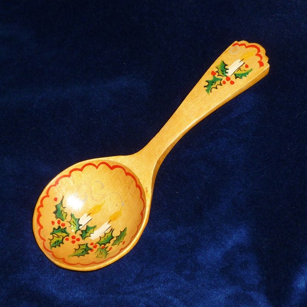 Souvenir Wooden Spoon Sweden Christmas Decor Antique Vintage Miniature Hand Painted Folk Art Scandinavian