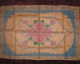 Vintage Pimitive Rug Hooking Pattern-WONDER ART   "Rose Romance" Wool Yarn Guide-instructions-27" by 40"