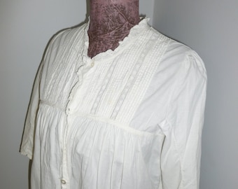 Antique Vintage Victorian~Edwardian Chemise~Nightgown~Embroidered trim-Handmade Pintucks