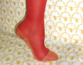 HTF Edwardian Stockings Antique Flapper red silk hosiery WOW!