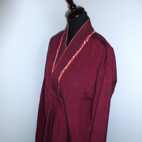 Vintage Mens Robe 1940s Dressing Gown Antique Coat Smoking Jacket Film Noir Stage Photo Prop