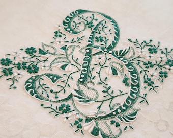 Stunning Monogram B Hanky Vintage Madeira Embroidery Bridal Wedding Handkerchief Hanky Hankie