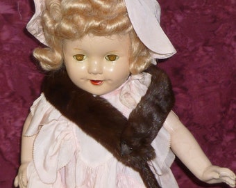 Cochecito de bebé clásico de piel de muñeca antigua de visón marrón caoba Vintage, accesorio fotográfico para escenario, bufanda, aleta, Boa