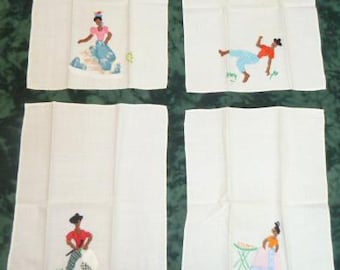 4 Vintage Tropische Souvenir Getränke Untersetzer Servietten Mid Century Cocktail Servietten 1940er Jahre Retro