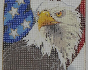 AMERICAN EAGLE Needlepoint Canvas Hand Painted  7" x 7" Needlepoint Tapestry