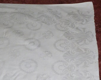 SV monogram Antique french linen damask tablecloth 1920s