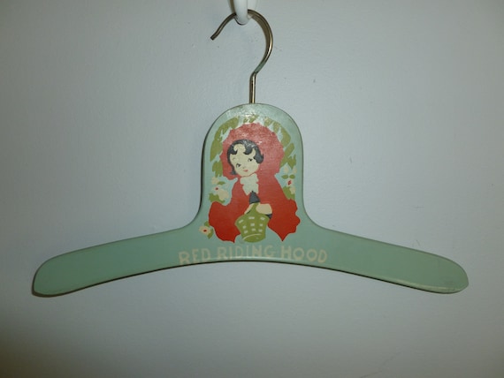 Vintage-Like 10" Infant Child's Wooden Painted Hanger With Decal~Nested Bluebird 
