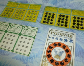NOS Bottoni automatici da cucito antichi Vintage PHOENIX, Clever, Snapstuds, New Old Stock - Carta originale abbigliamento, neonati, bambole bambini