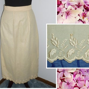 Antique Embroidered Bustle Skirt Wool c1900s Victorian Edwardian Stage Photo Prop Costume