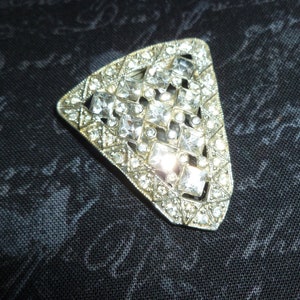 Vintage Art Deco Original- Fur Cape Scarf Clip-Pin-Brooch Large Rhinestone