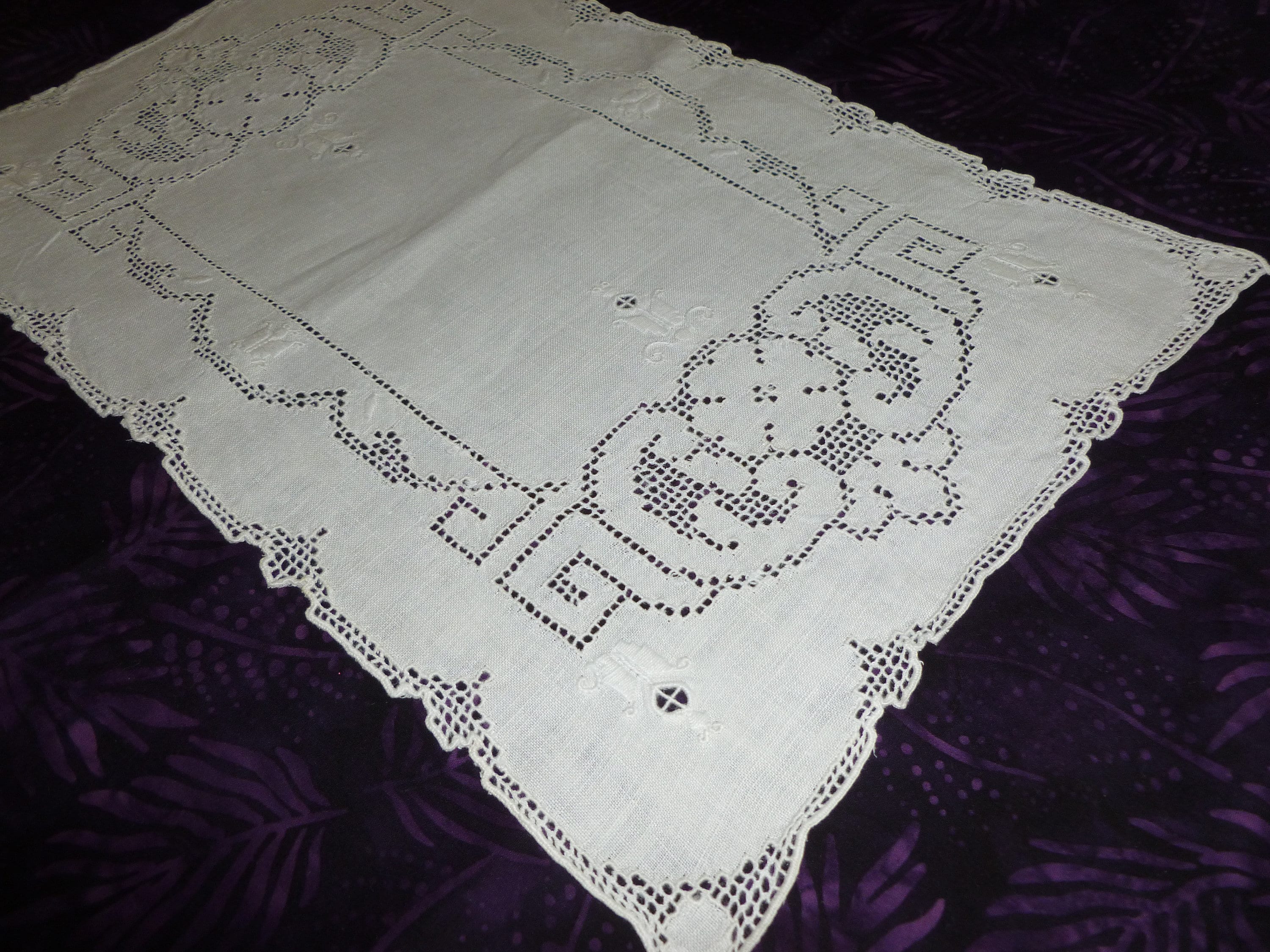 アンティーク イタリア製 PUNTO TIRATO 手刺繍レース プレースマット 4 