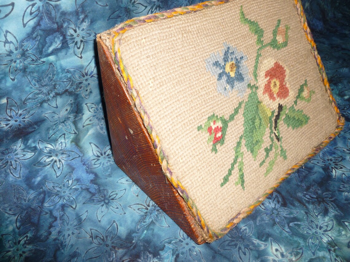 Antique Door Stop Floral Needlepoint Tapestrycottage Chic Etsy UK