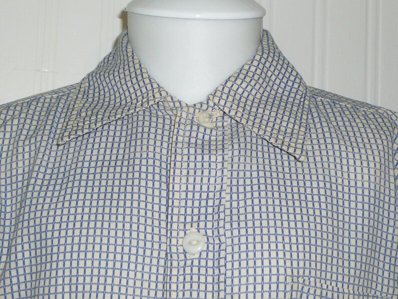 Sweet Antique Boys Shirt Childs Homespun Primitive Viintage-blue white Pioneer image 5