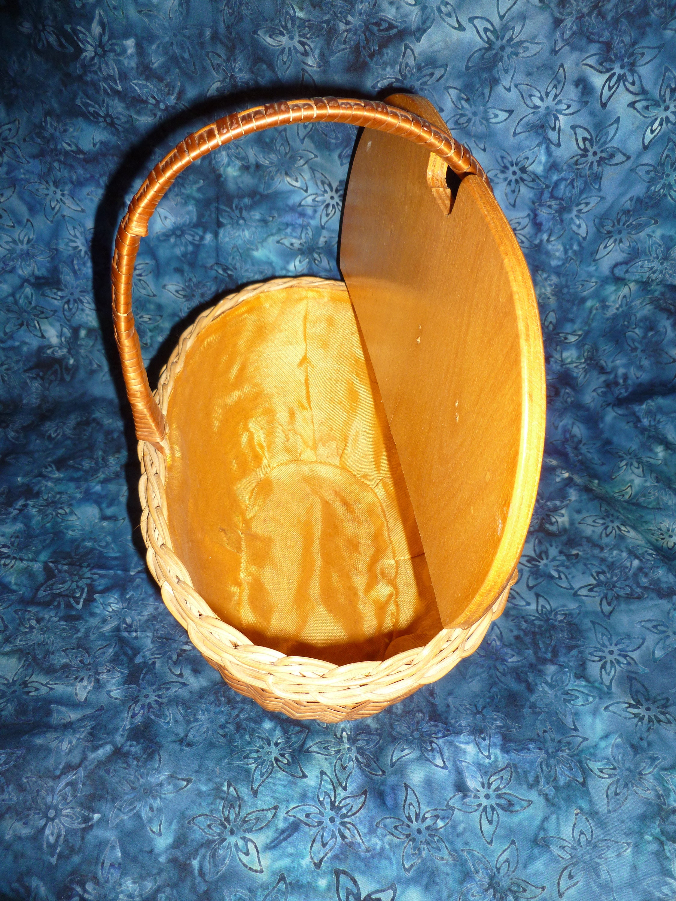 Ancien Panier En Osier Et Cuir – Pique-nique, Pêche, Couture, Déco